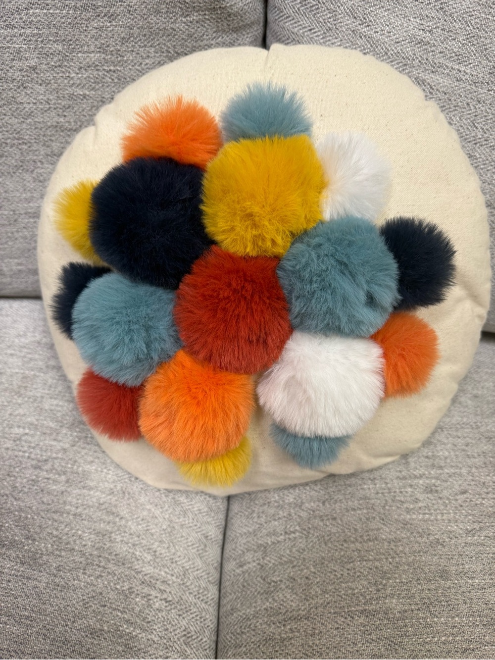Multicolor Pom-Pom Pillow - Playful Fuzzy